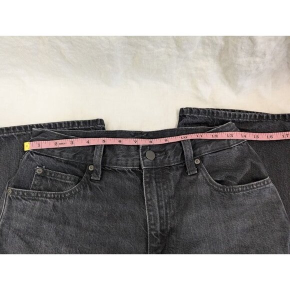 Uniqlo Jeans women size 24" x 31" straight leg baggy black denim 100% cotton B7 - Picture 7 of 11